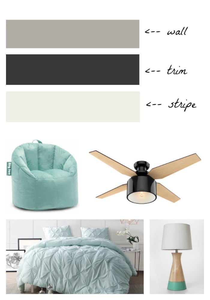 Looking for ideas for your tween girls bedroom? Here's our mood board and plans. #girlsbedroom #mintbedding #tweenbedroomideas