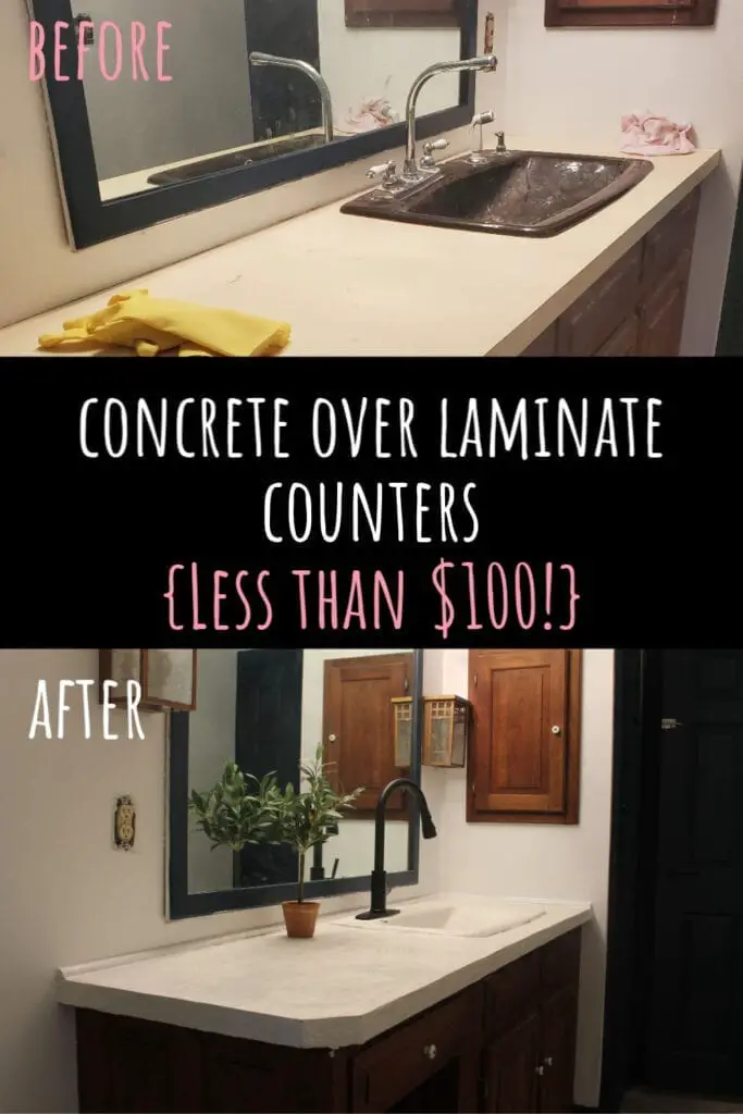 Dealing with nasty countertops? Here's and easy and inexpensive way to do DIY concrete over laminate counters. Plus, mistakes you need to avoid.
