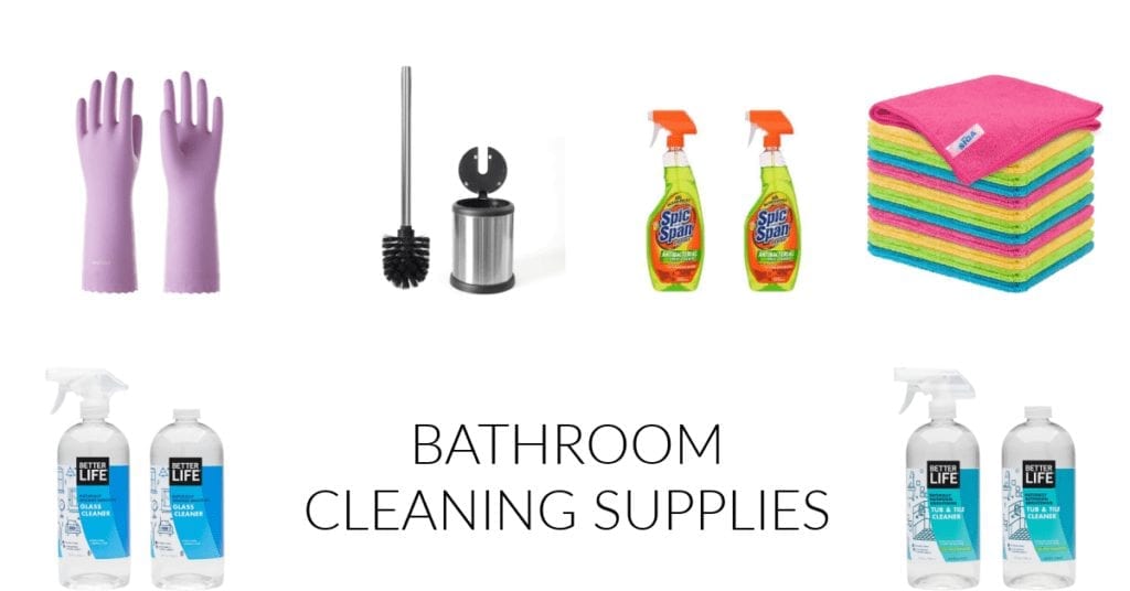 Bathroom cleaning supplies for deep cleaning your bathroom.