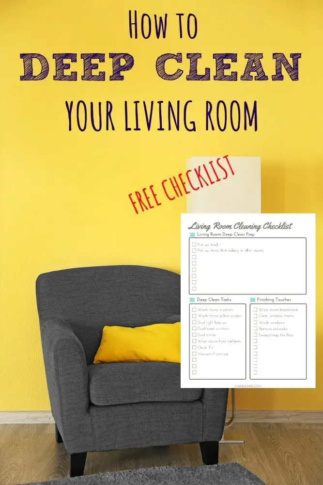 Are you ready to give your house a good cleaning? Here's how to deep clean your living room with a free printable checklist.