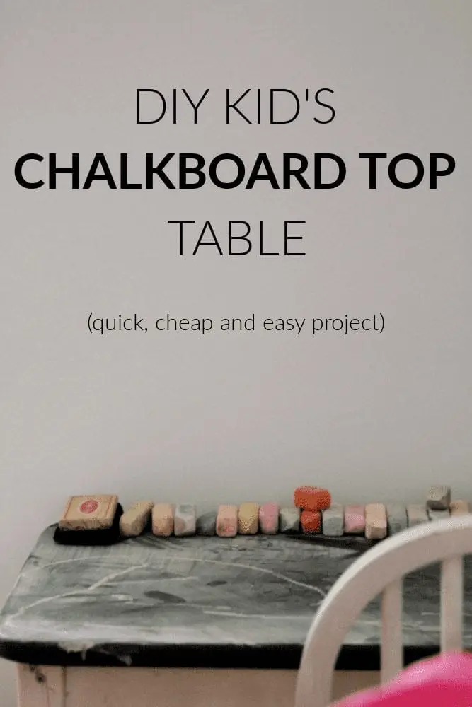If you have an old kid's table laying around try this cheap and easy DIY kids table with chalkboard top makeover. It looks awesome!