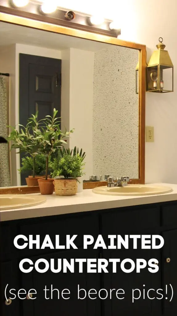White chalk painted countertops. How I painted my bathroom counters with chalk paint and how they're holding up six months later.