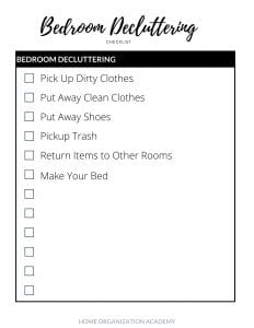Free Bedroom Decluttering Checklist Printable