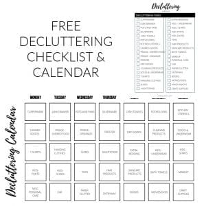 FREE 10 MINUTE DECLUTTERING CHALLENGES CALENDAR AND CHECKLIST