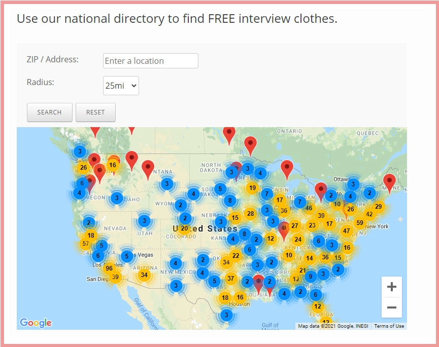 find local interview clothes donation spots on the Jails to Job website.