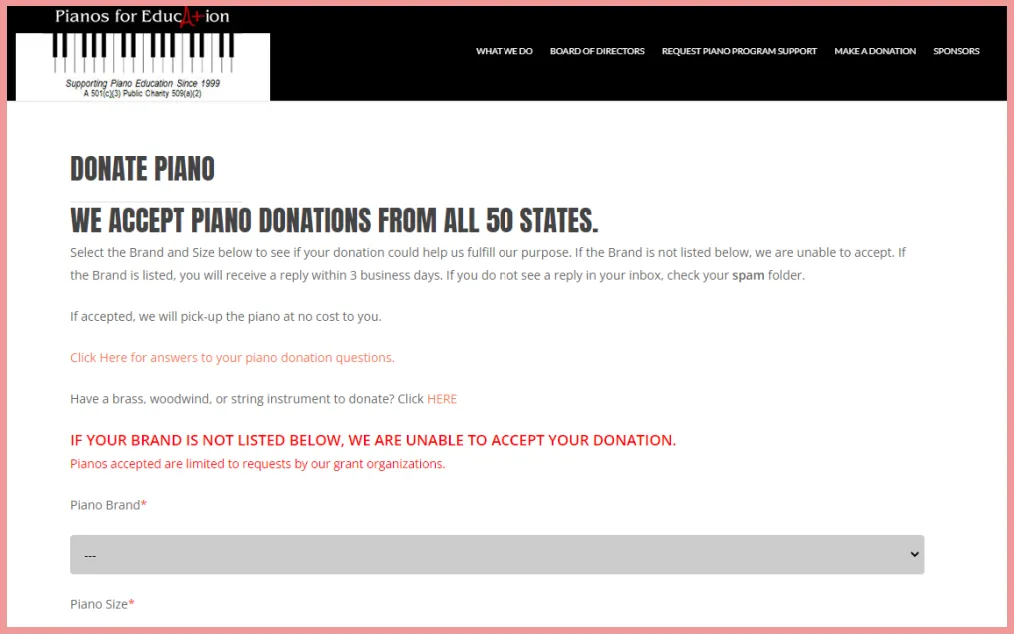 Donate to Pianos for Education