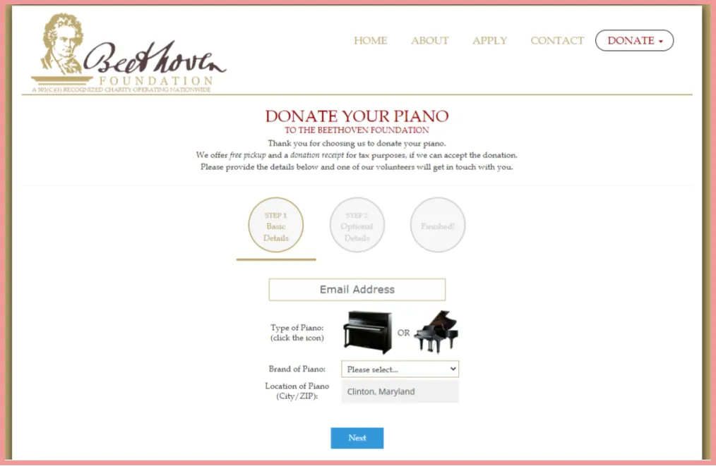 Donate your piano to The Beethoven Foundation
