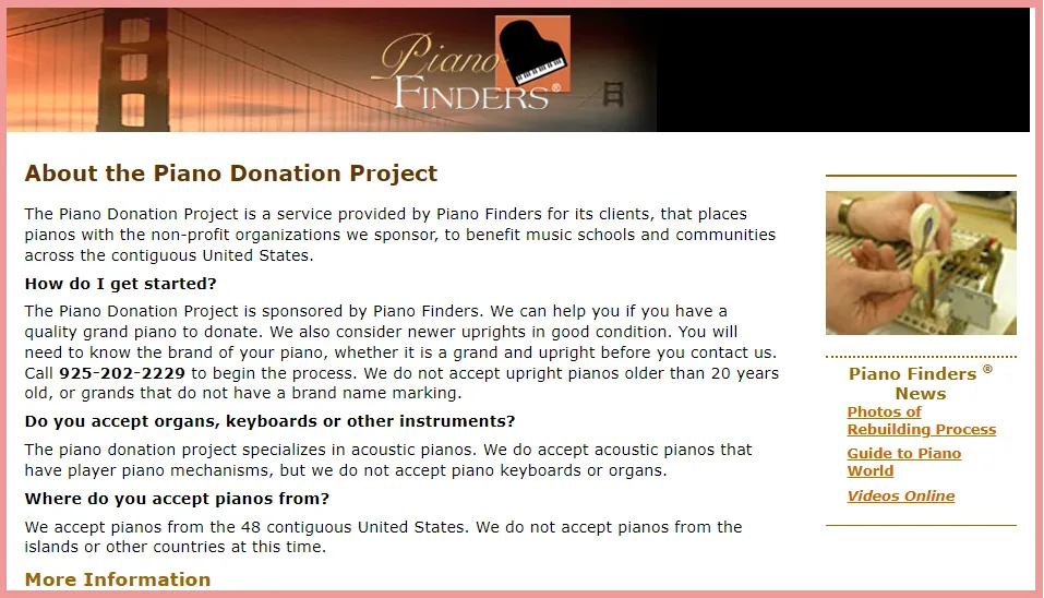 Give a piano to Piano Finders