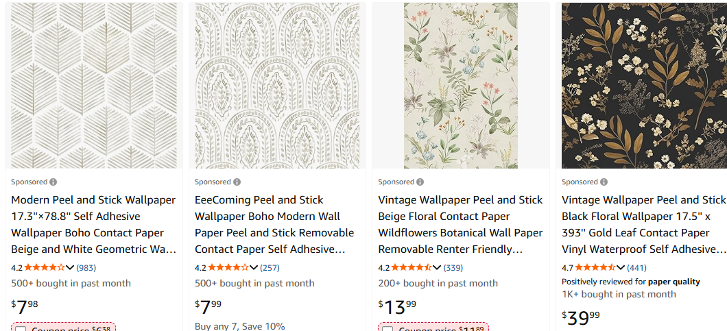 Amazon peel and stick wallpaper options