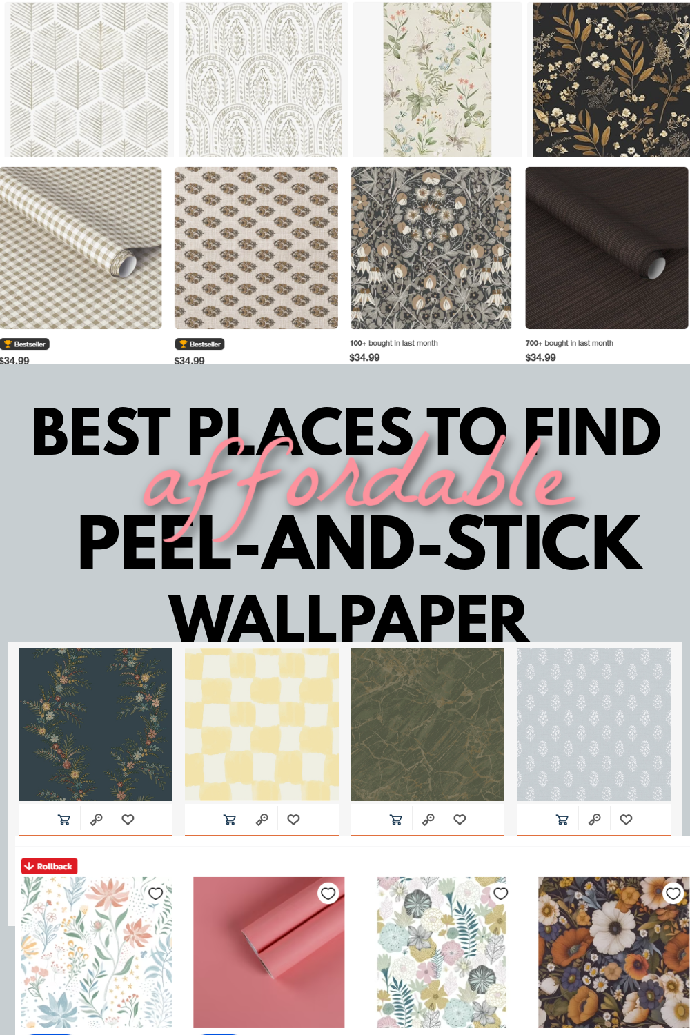 Stop wasting your money on expensive wallpaper that's hard to install. These five stores offer easy to install and inexpensive (but great looking) peel and stick wallpaper. 