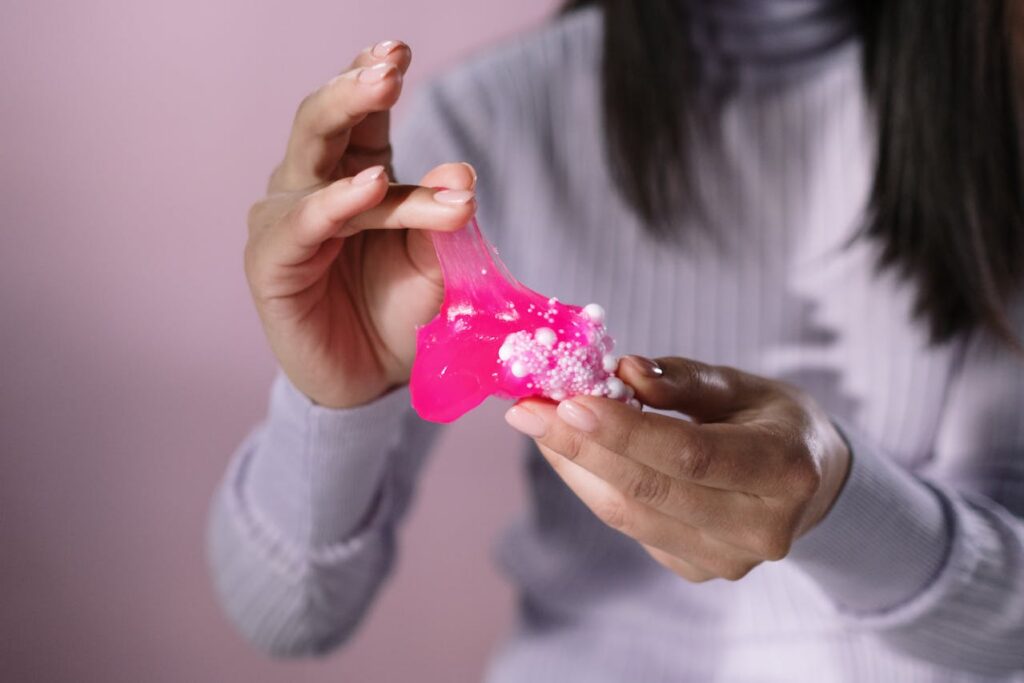 Pink slime in hands