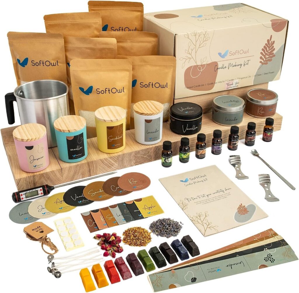 Candle making kit with all materials layed out