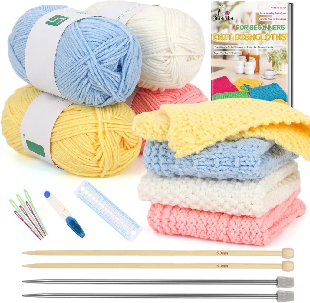 A beginner knitting kit